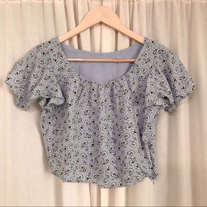 cute baby blue floral crop top